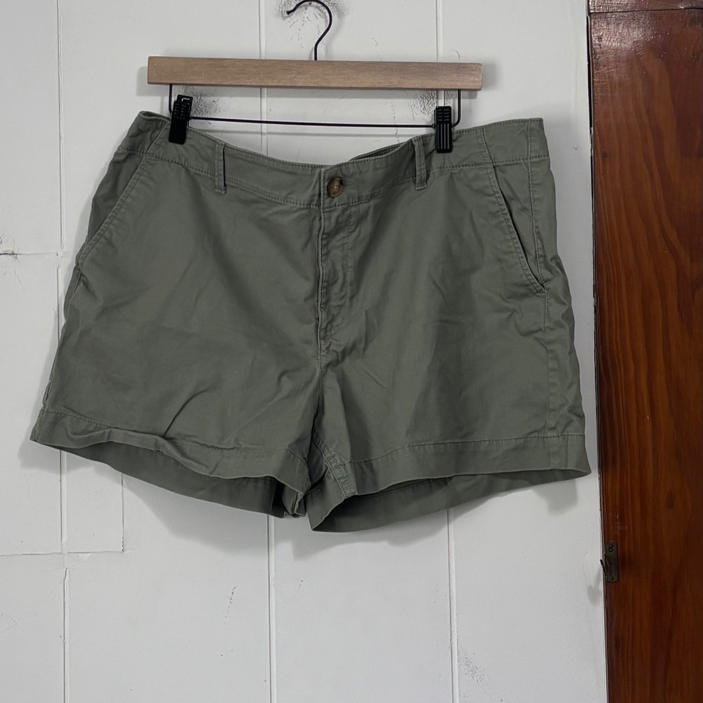 Loft Monroe 4" Shorts Womens 16 Curvy‎ Olive Green Cotton Stretch Chino Casual